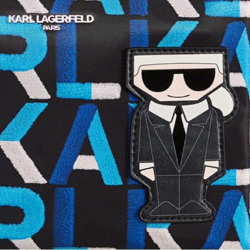 Karl Lagerfeld Black and Blue Graphic Cosmetic Case - Picture 2 of 6